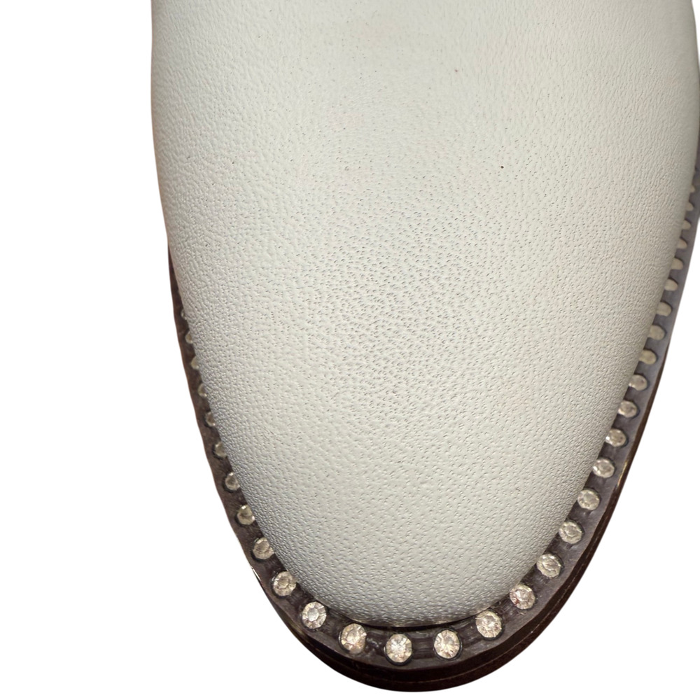 SAM EDELMAN Laddie Women's 10M White Leather Studded Mules Shoes - Picture 10 of 13
